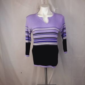 Fiori lini size medium purple striped sweater.Exc